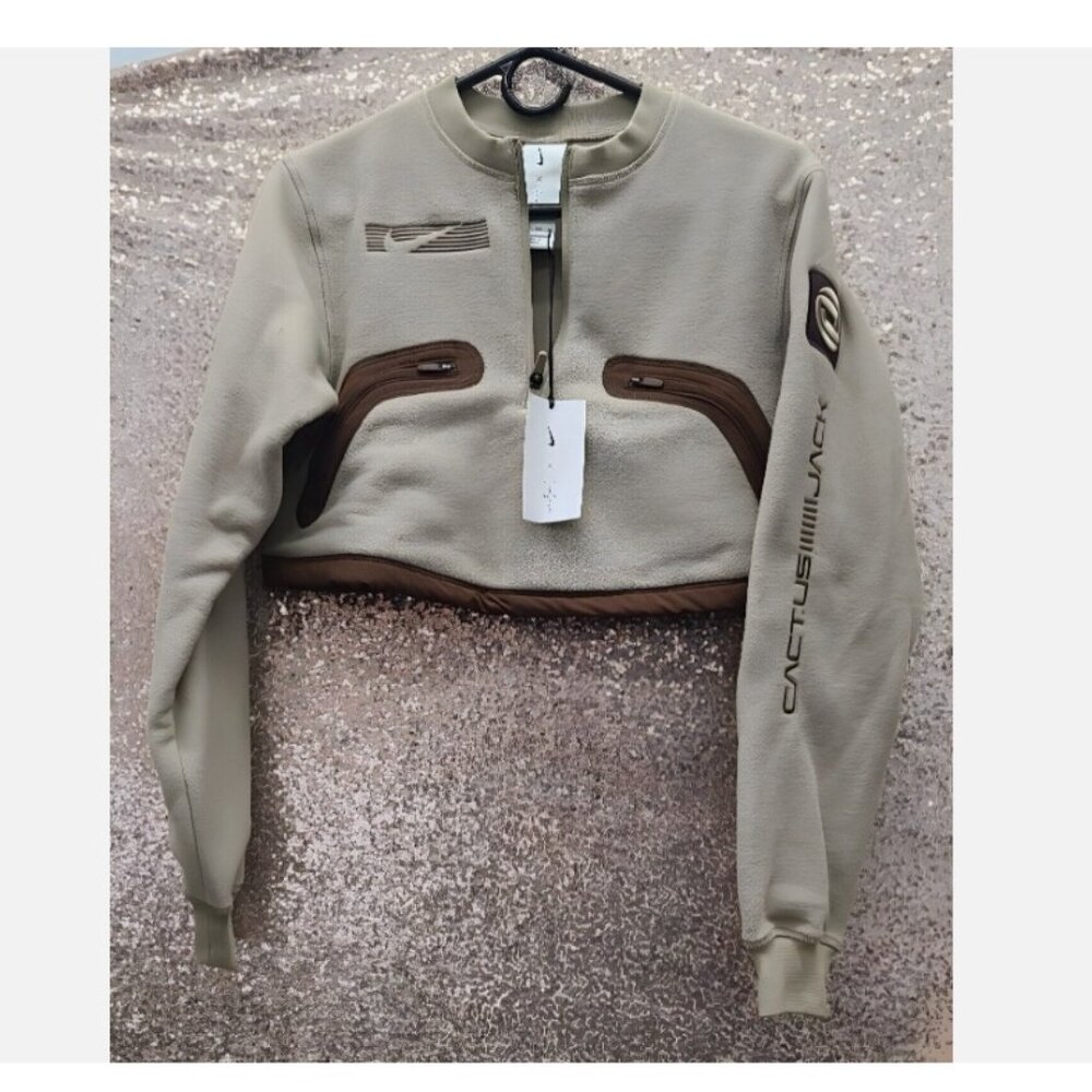 Nike x Travis Scott NRG Cactus Corp Cropped Pullover Fleece Crew, SZ: XSmall